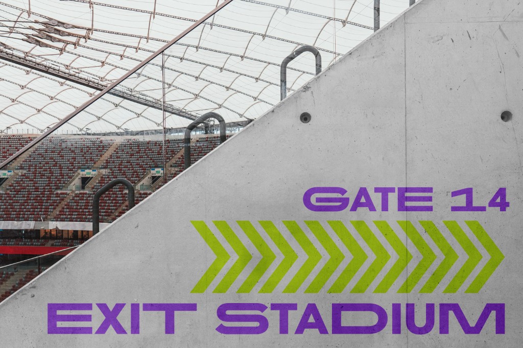 King of Clubs stadium wayfinding wall mockup