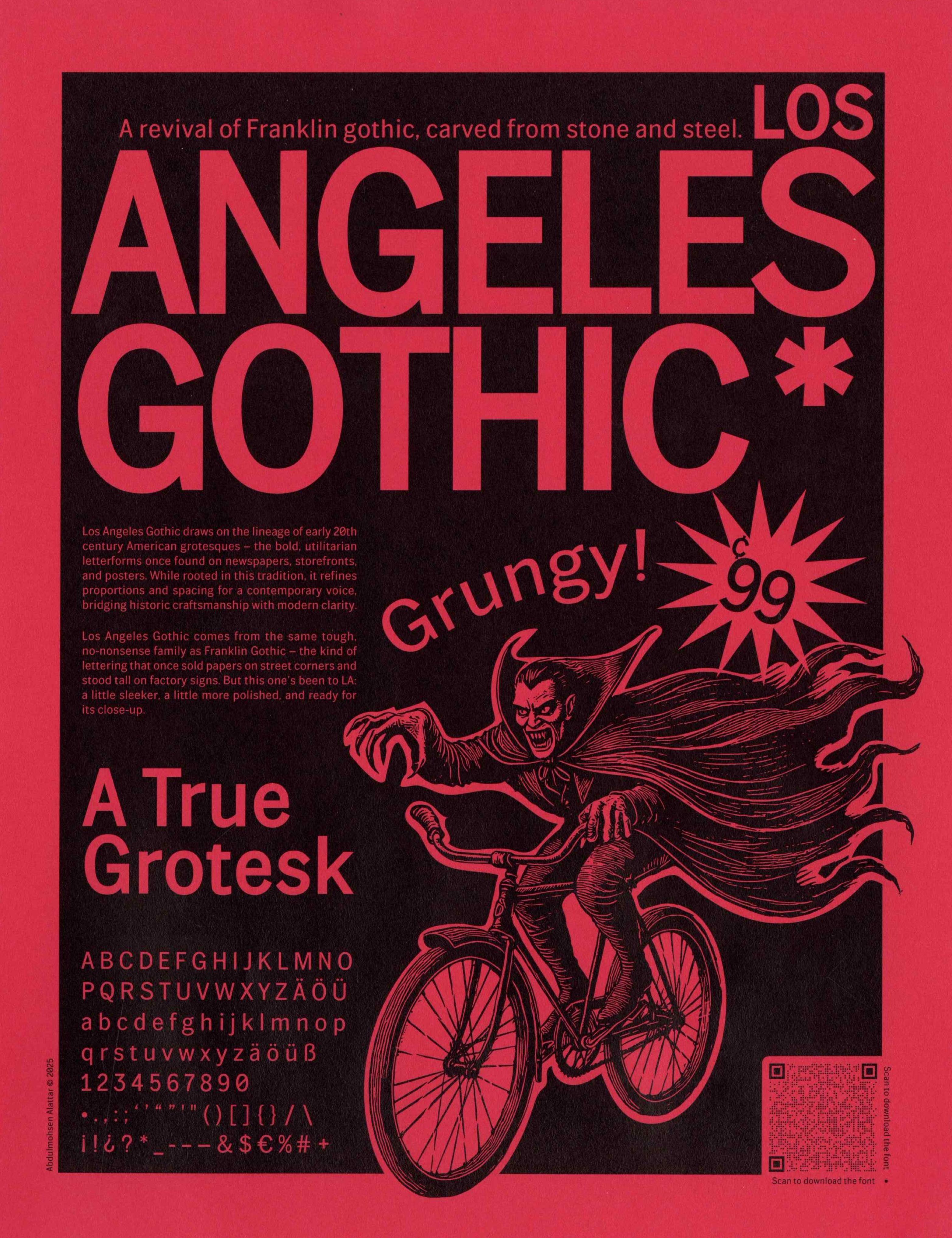 Los Angeles Gothic red specimen poster